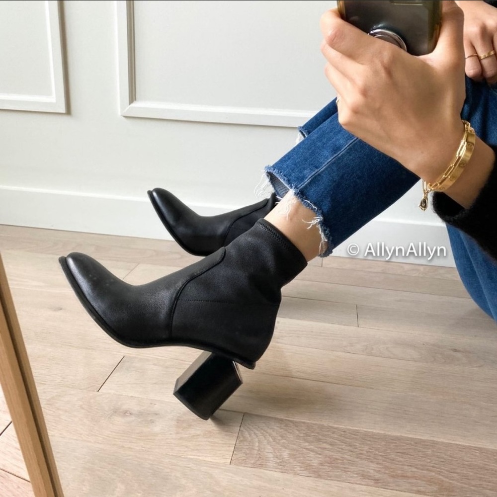 Alexander Wang Anna Black leather Stretch Sock Booties - size 37 (fits like 7.5)